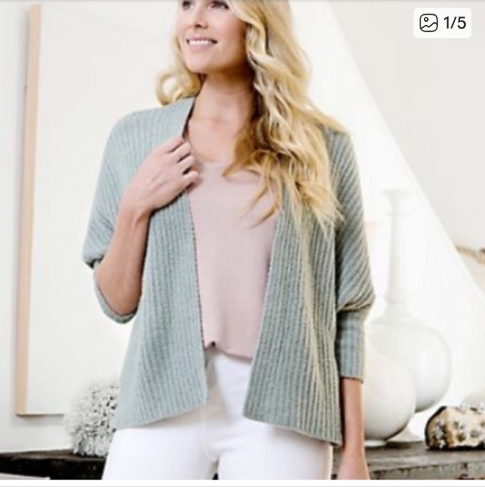Barefoot Dreams CozyChicLite Ribbed Shrug Cardigan Meadow Green Comfy